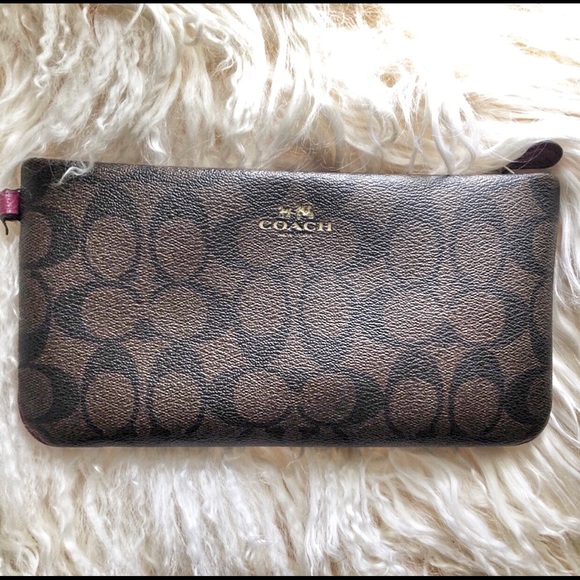 Coach Handbags - Coach large wristlet brown & burgundy/pink purse